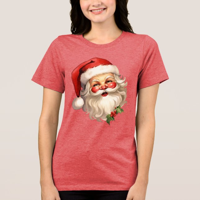 Holly Jolly Santa Claus Retro Tri-Blend Shirt (Vorderseite)