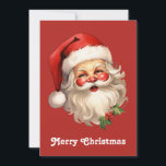Holly Jolly Santa Claus Retro Weihnachten<br><div class="desc">Eine flache Weihnachtskarte mit einer fröhlichen Illustration eines Vintagen Weihnachtsmannes mit roten,  roten Wangen,  mit seiner klassischen roten Weihnachtsmannmütze und seinem großen weißen Bären. Der heilige Geist dieses Designs wird durch einen Hauch von Heiligenschein unterstrichen.</div>