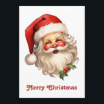 Holly Jolly Santa Claus Retro Weihnachten<br><div class="desc">Eine flache Weihnachtskarte mit einer fröhlichen Illustration eines Vintagen Weihnachtsmannes mit roten,  roten Wangen,  mit seiner klassischen roten Weihnachtsmannmütze und seinem großen weißen Bären. Der heilige Geist dieses Designs wird durch einen Hauch von Heiligenschein unterstrichen.</div>