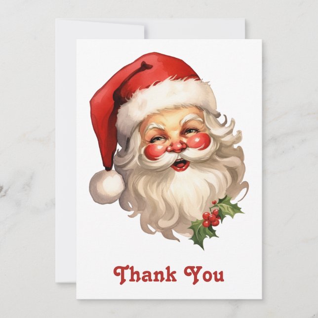 Holly Jolly Santa Claus Retro Weihnachten Dankeskarte (Vorderseite)