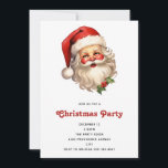 Holly Jolly Santa Claus Retro Weihnachten Einladung<br><div class="desc">Eine Weihnachtseinladung mit einer fröhlichen Illustration eines Vintagen Weihnachtsmannes mit roten,  roten Wangen,  mit seiner klassischen roten Weihnachtsmannmütze und seinem großen weißen Bären. Der heilige Geist dieses Designs wird durch einen Hauch von Heiligenschein unterstrichen.</div>