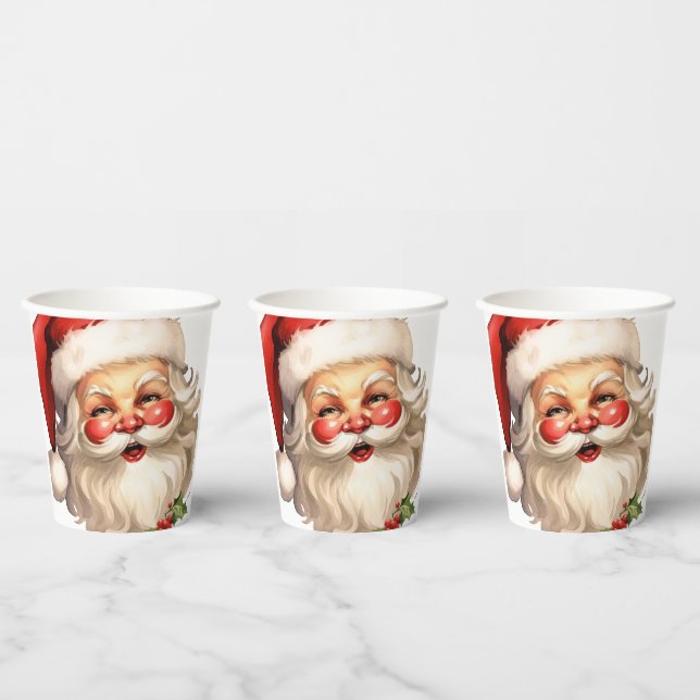 Holly Jolly Santa Claus Retro Weihnachten Pappbecher (Multi)