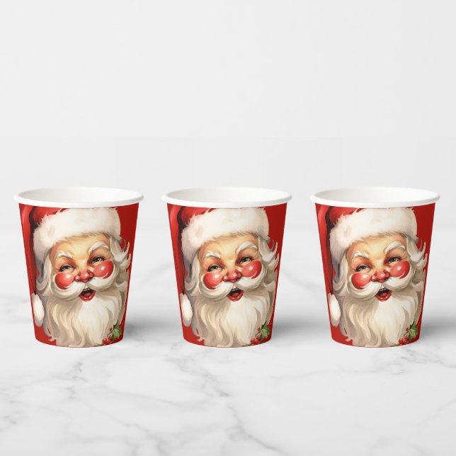 Holly Jolly Santa Claus Retro Weihnachten Pappbecher (Multi)