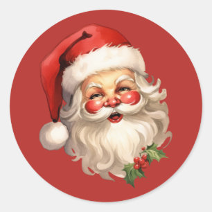 Holly Jolly Santa Claus Retro Weihnachten Runder Aufkleber