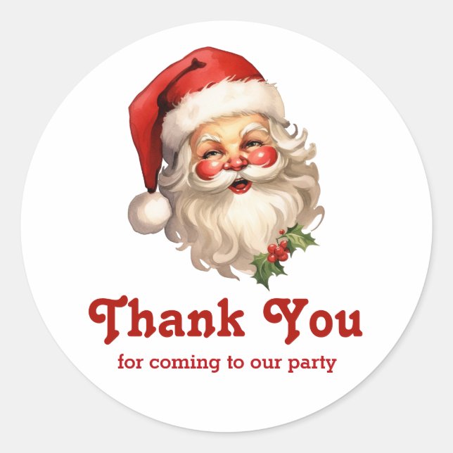 Holly Jolly Santa Claus Retro Weihnachten Vielen D Runder Aufkleber (Vorderseite)