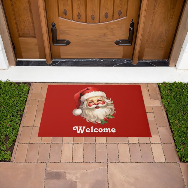 Holly Jolly Santa Claus Retro Weihnachten Willkomm Fußmatte (Außenbereich)