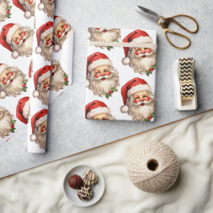 Holly Jolly Santa Claus Retro Weihnachtsmuster Geschenkpapier
