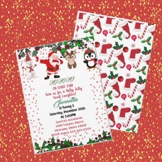 Holly Jolly Santa Snowman Xmas Einladung zum Gebur