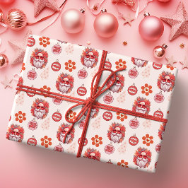 Holly Jolly Santa Vibes Pink Retro Holiday Geschenkpapier