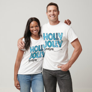 Holly Jolly Season Festive Blue Muster Weihnachten T-Shirt