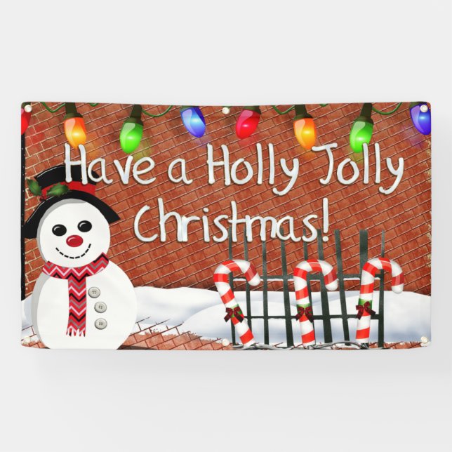 Holly Jolly Snowman Banner (Horizontal)