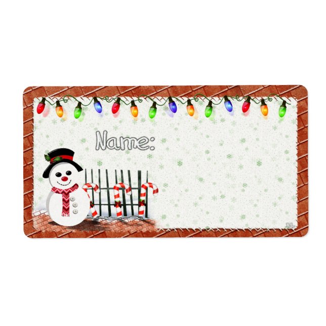 Holly Jolly Snowman NOM DU PARTI ÉTIQUETTES (Devant)