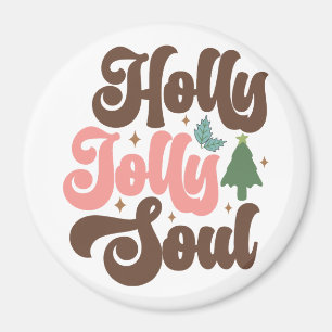 Holly Jolly Soul Retro Groovy Magnet
