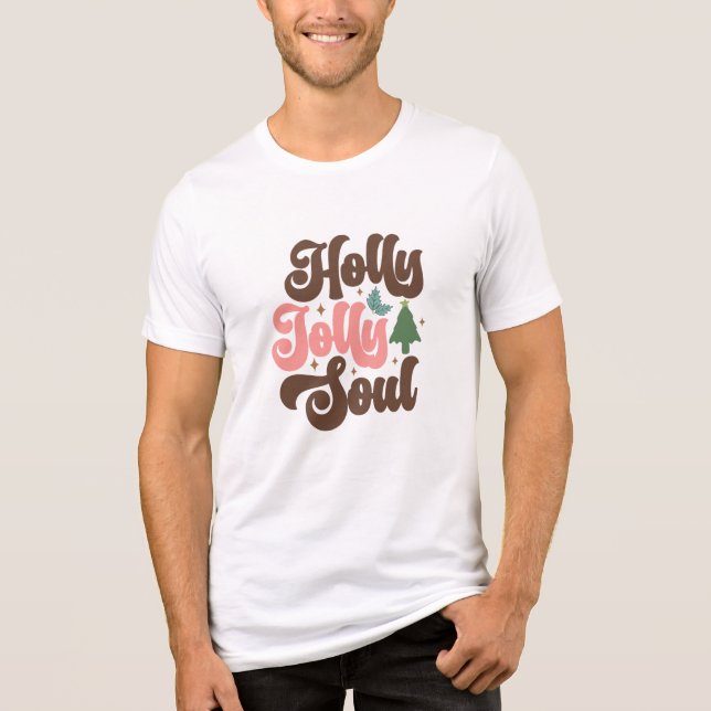Holly Jolly Soul Retro Groovy Tri-Blend Shirt (Vorderseite)
