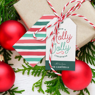 Holly Jolly Stripes Weihnachtsgeschenke Tags Geschenkanhänger