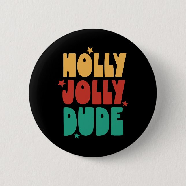 Holly-jolly-Typ Weihnachtsjunge Mädchen Kind Merry Button (Vorderseite)