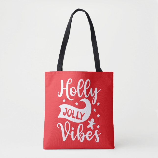 Holly Jolly Vibes Festive Red Tasche (Vorderseite)