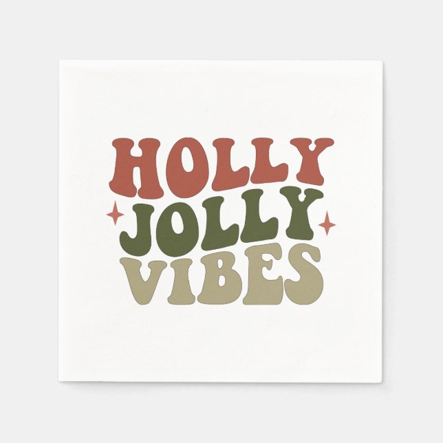 Holly Jolly Vibes Retro 1960er Weihnachtsfest Part Serviette (Vorderseite)