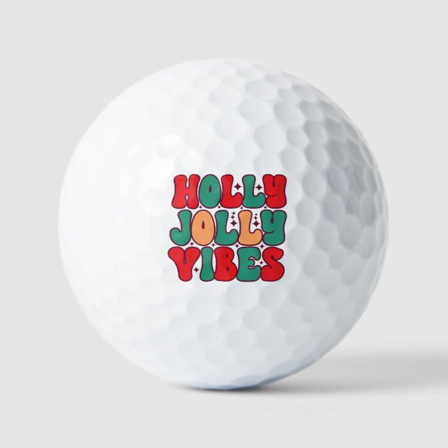 Holly Jolly Vibes Retro Groovy Weihnachtsferien Golfball (Vorderseite)
