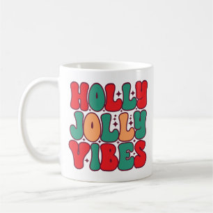 Holly Jolly Vibes Retro Groovy Weihnachtsferien Kaffeetasse
