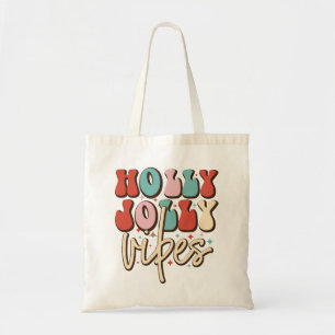 Holly Jolly Vibes Retro Groovy Weihnachtsferien Tragetasche