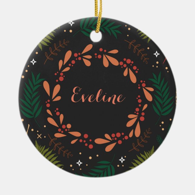 Holly-Jolly-Weihnachten Keramik Ornament (Vorne)