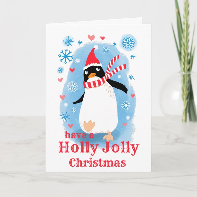 Holly jolly Weihnachten niedlichen Pinguin mit Lie (Vorderseite)
