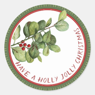 Holly Jolly Weihnachten Runder Aufkleber