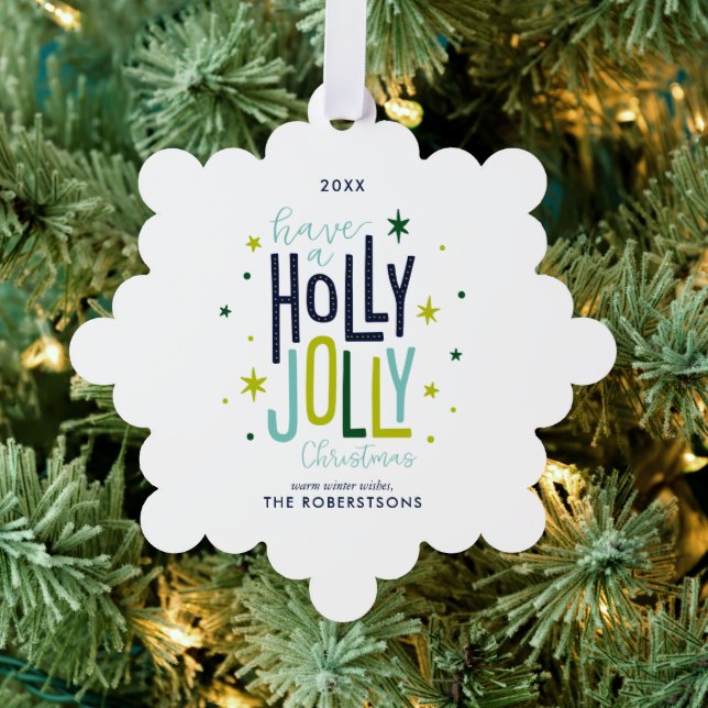 Holly Jolly Weihnachtsfeiertag Ornament Karte (Insitu (Baum))
