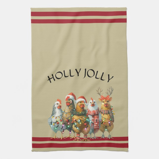 Holly Jolly - Weihnachtsgeburten mit Weihnachtsman Geschirrtuch (Vertikal)
