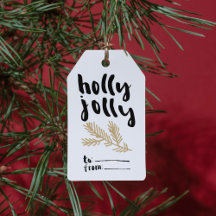 Holly Jolly Weihnachtsgeschenk-Tag mit Kiefernzwei
