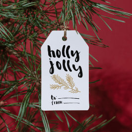 Holly Jolly Weihnachtsgeschenk-Tag mit Kiefernzwei Geschenkanhänger