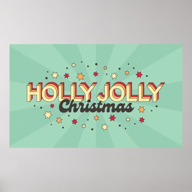 Holly jolly WeihnachtsRetro-Comicen Typografie Poster (Vorne)