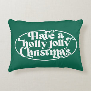 Holly Jolly Weihnachtstext in Oval Dekokissen