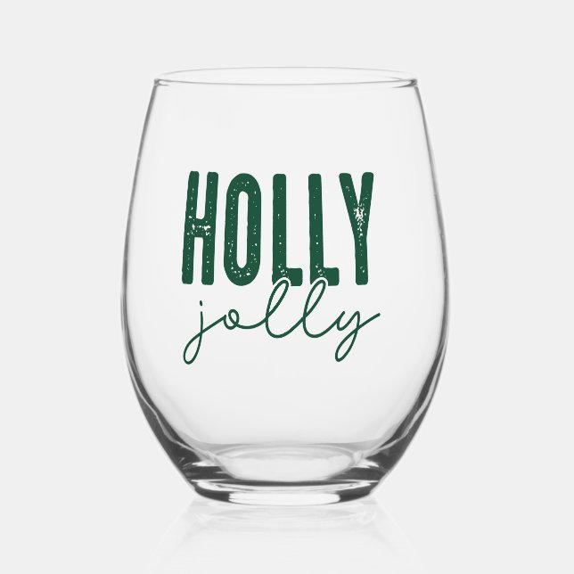 Holly Jolly Weinglas Ohne Stiel (Vorderseite)