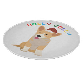 Holly Jolly Welsh Corgi Chopping Board Schneidebrett