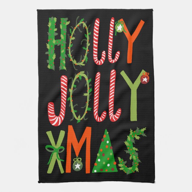 HOLLY JOLLY XMAS Sweet Holiday Weihnachten Geschirrtuch (Vertikal)