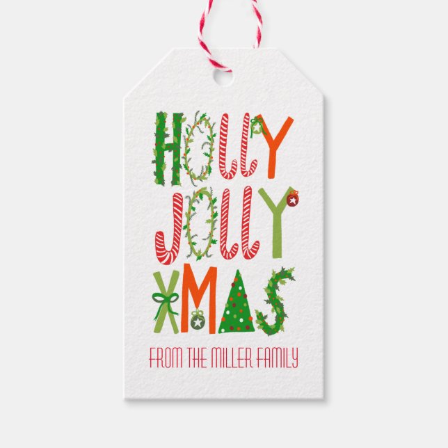 HOLLY JOLLY XMAS Weihnachtsbriefe Geschenkanhänger (Vorderseite)