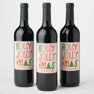 HOLLY JOLLY XMAS Weihnachtsfest Weinetikett