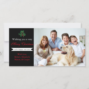 Holly "Joyeux Noël" Noir - Carte photo