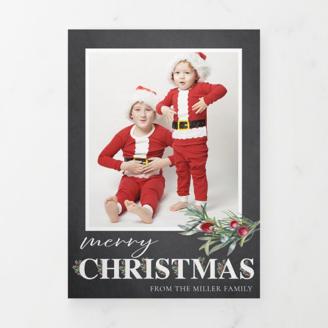Holly Joyeux Noël Triple Photo Noël (Page de couverture)