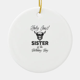 Holly Kuh Schwester der Geburt Boy Highland Kuh Keramik Ornament