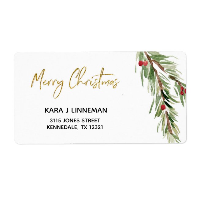Holly Leaf Aquarell Weihnachtsadresse (Vorne)