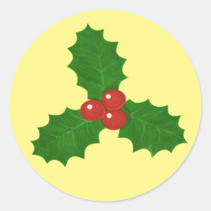 Holly Leaf Runder Aufkleber