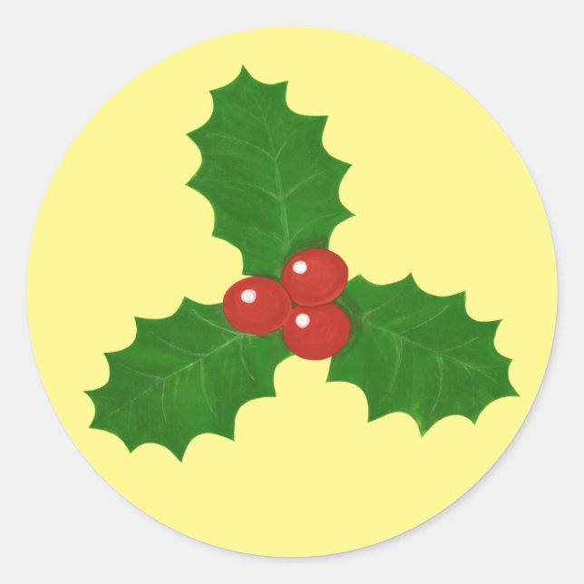 Holly Leaf Runder Aufkleber (Vorderseite)