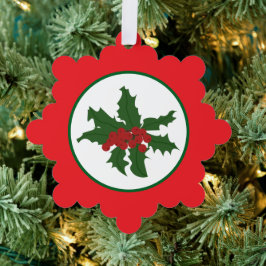 holly leaves and berries ornament karte