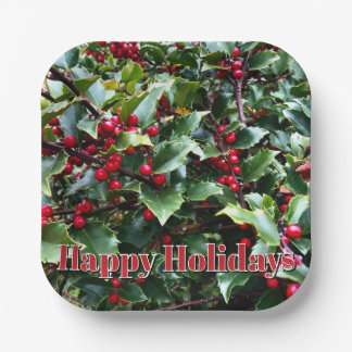 Holly leaves and Berries Pappteller