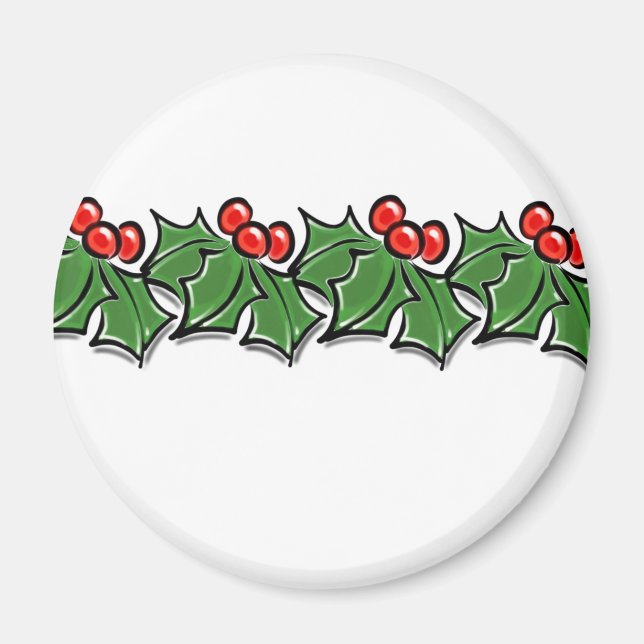 Holly Leaves, Holly berries, Christmas wreath  Magnet (Vorne)