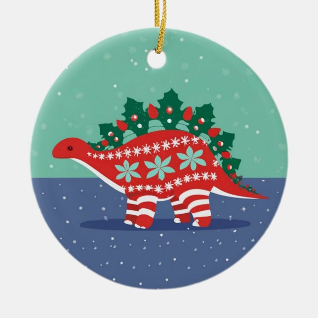Holly Lights Aglow Stegosaurus Ornament (Vorne)