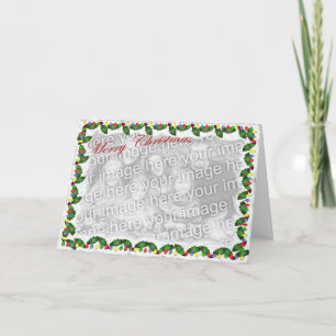 Holly Lights Frohe Weihnachts-Template-Karte Feiertagskarte